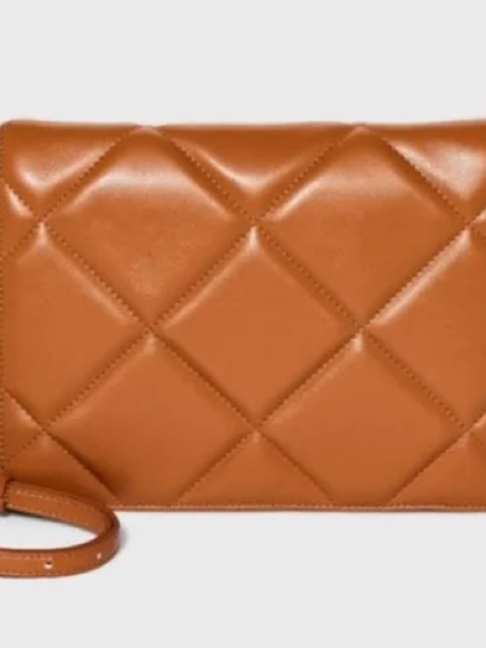 a new day Quilted Boxy Crossbody Bag - Caramel Brown
